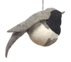 Fat bird ornament- grey with black breast-large