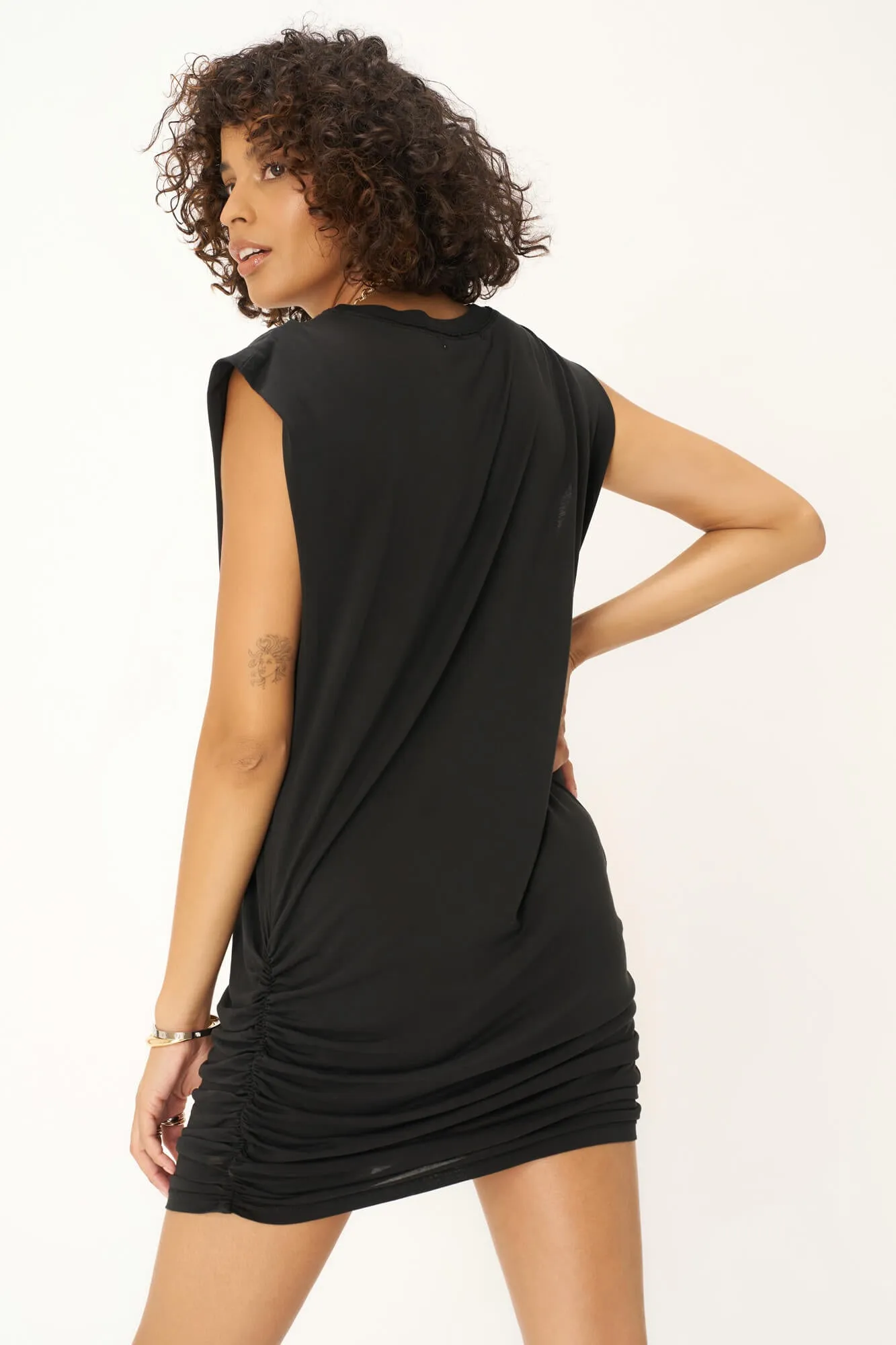 Good Night Y'all Side Ruched Dress - DW Black