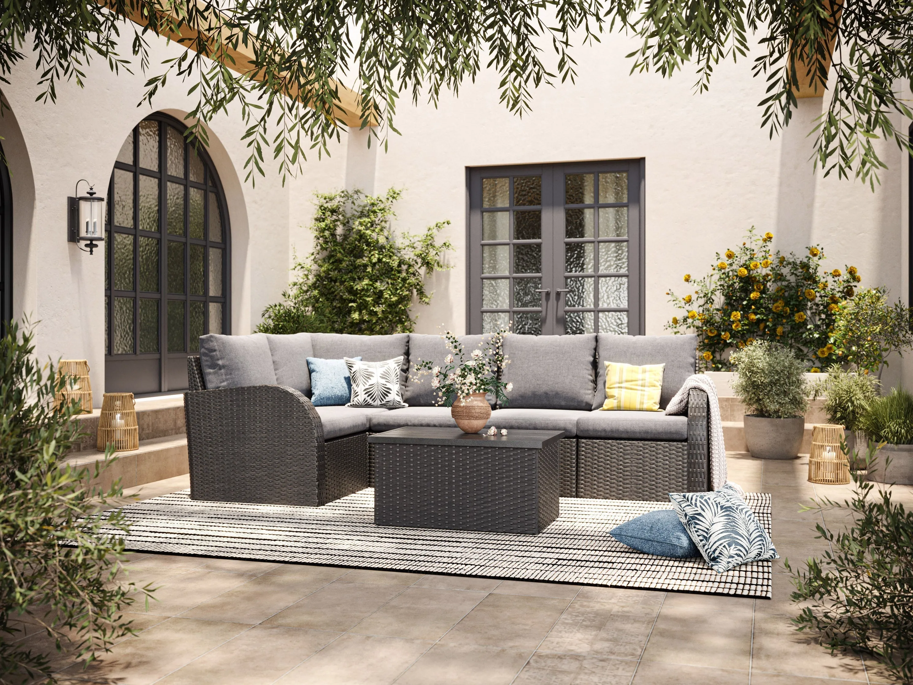 Grey Outdoor Sectional Middle Piece Chair