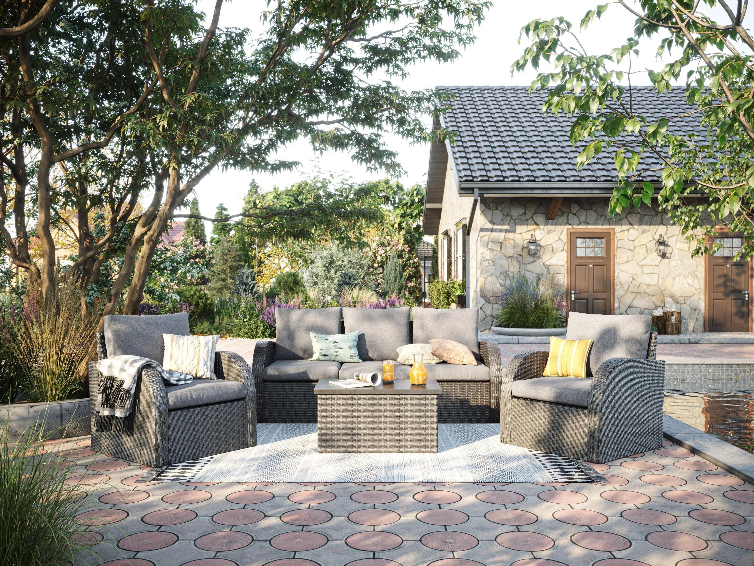 Grey Outdoor Sectional Middle Piece Chair