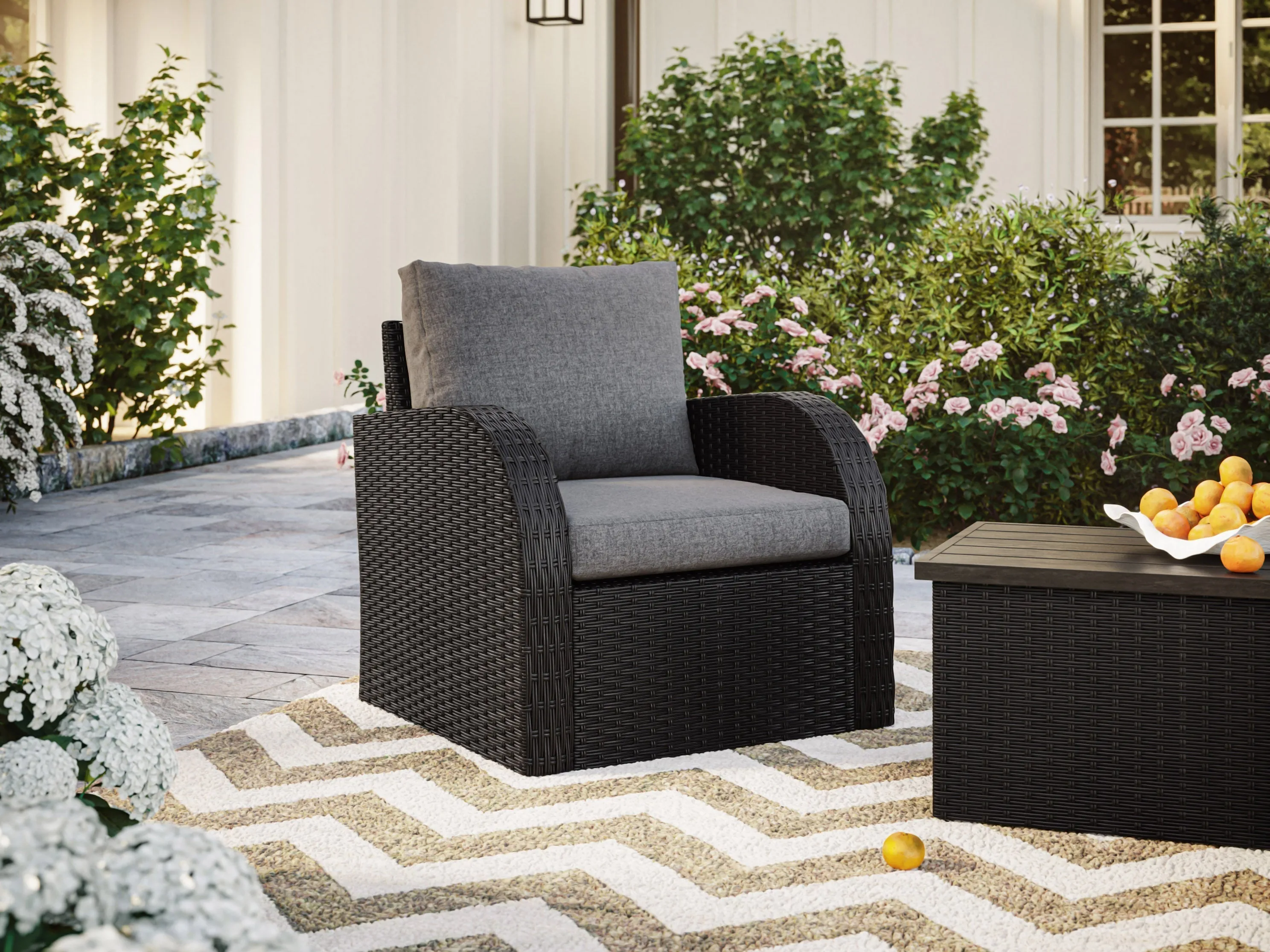 Grey Outdoor Wicker Chair