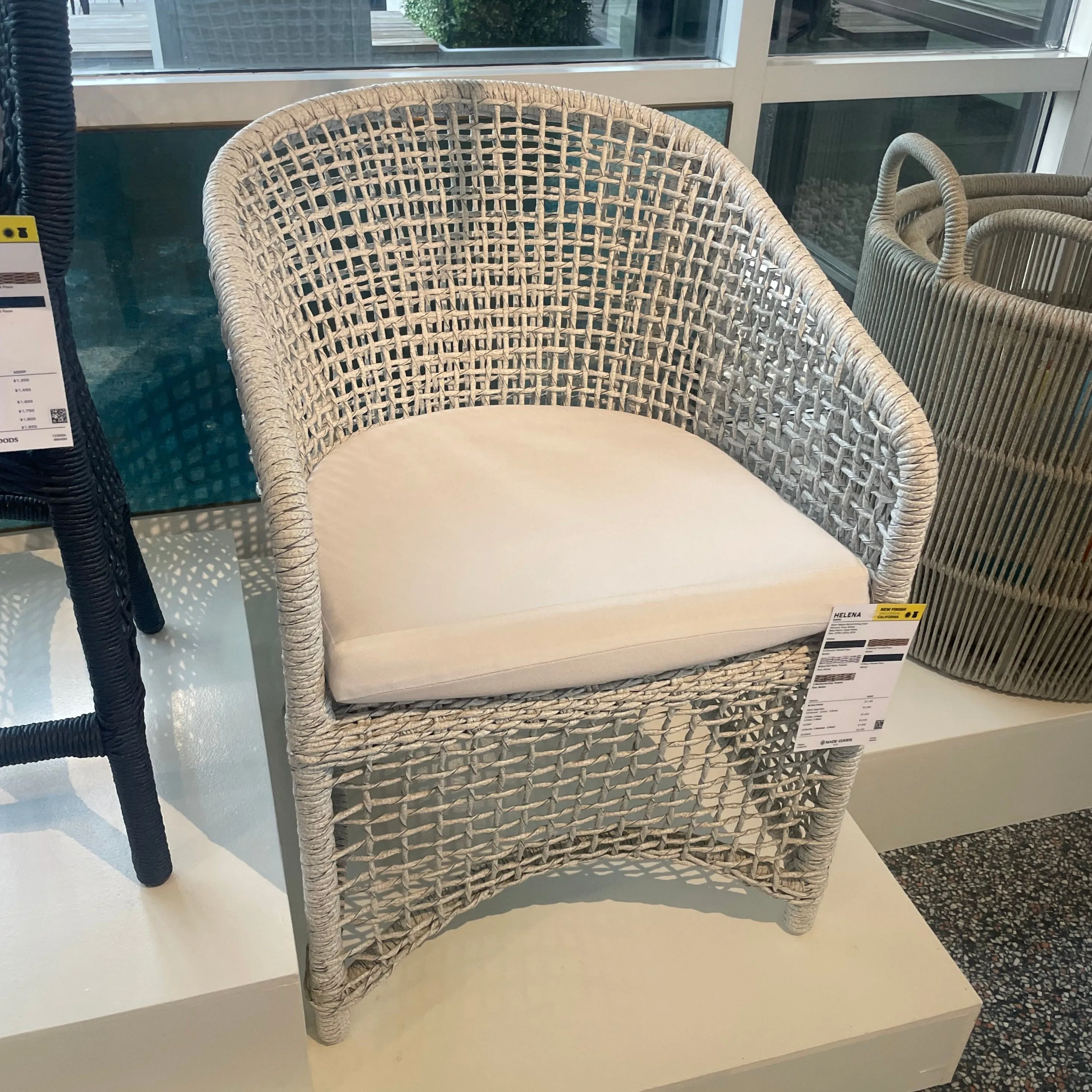 Helena Dining Chair Speckled White Wicker