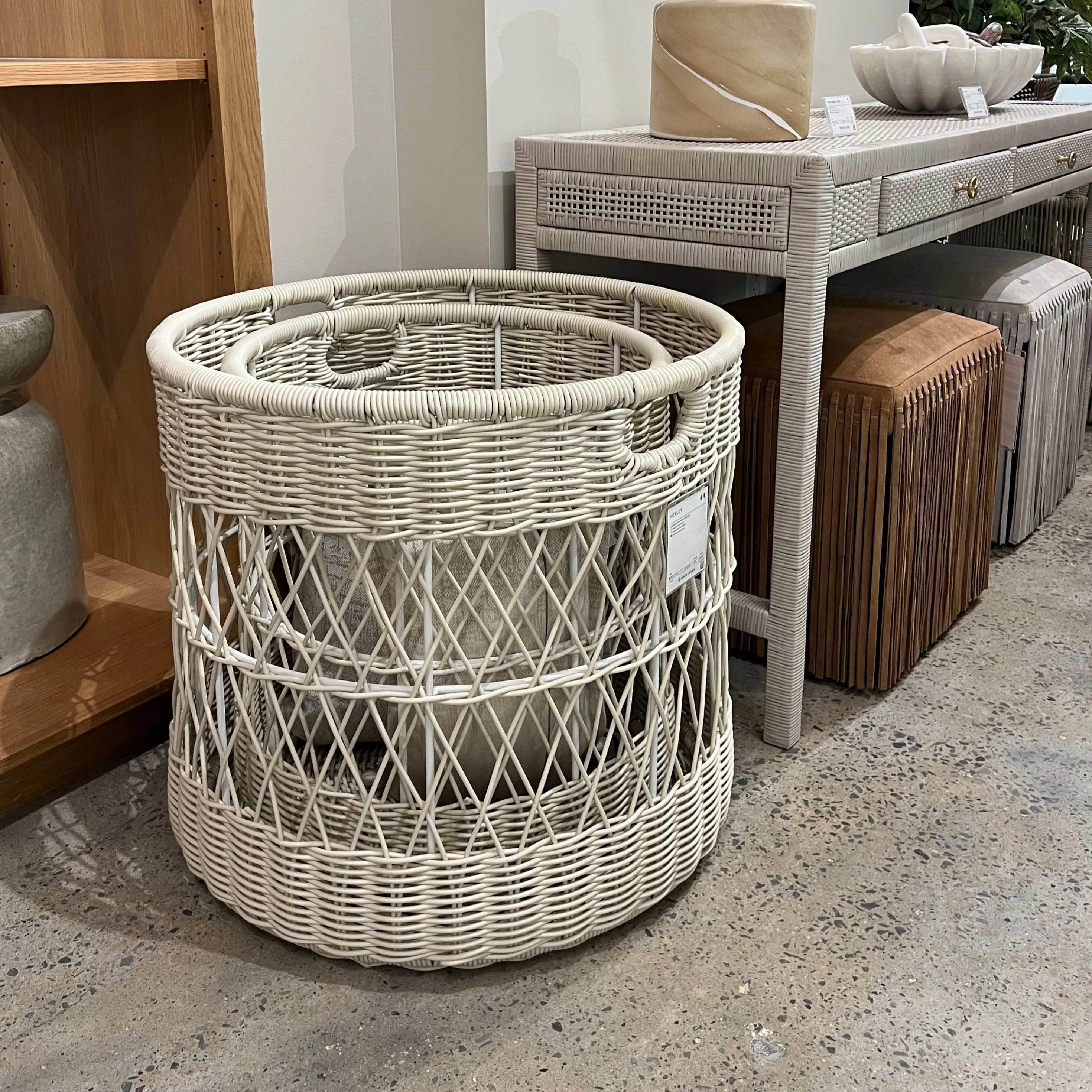 Henley Basket Set Off White Rattan