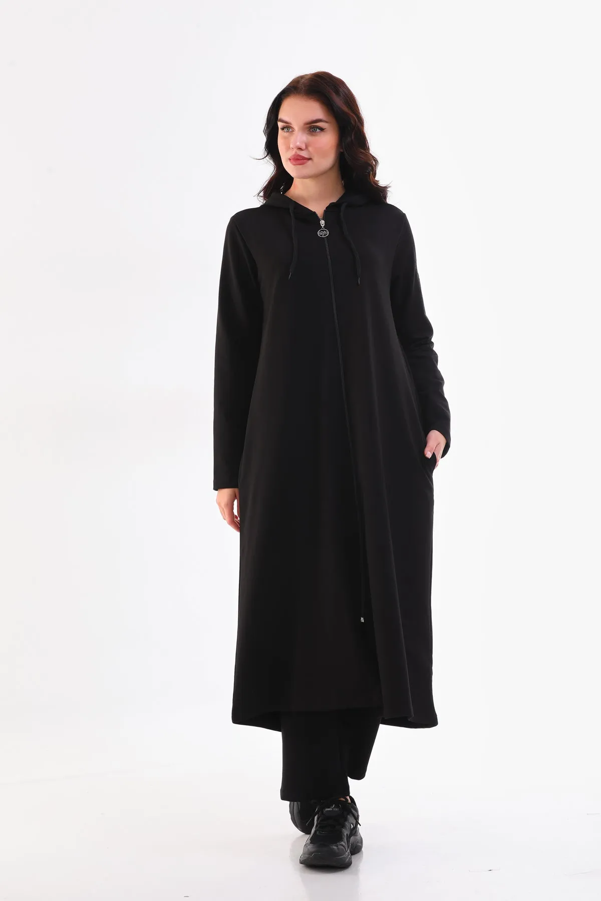 JMN Long Zipup Cape Tracksuit Black