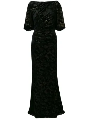 LOBATA15-velvet cape back gown