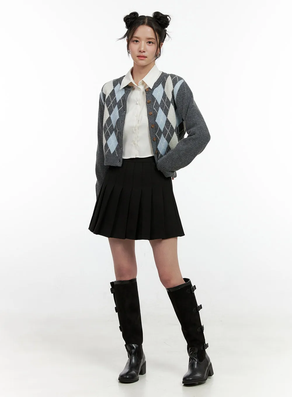 Long Sleeve Argyle Cardigan ON404