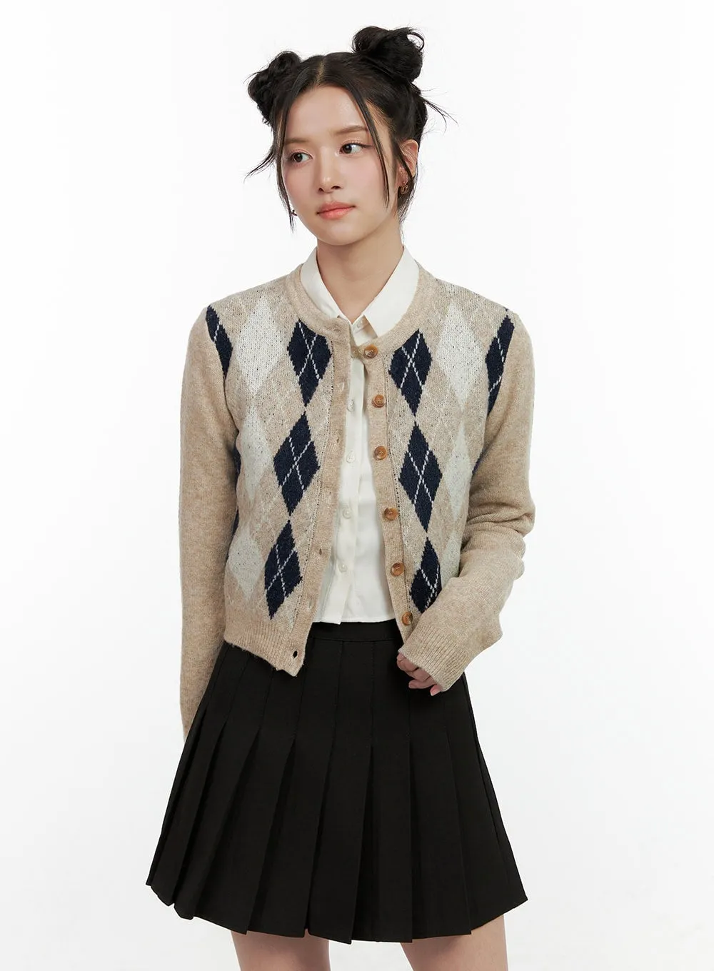 Long Sleeve Argyle Cardigan ON404