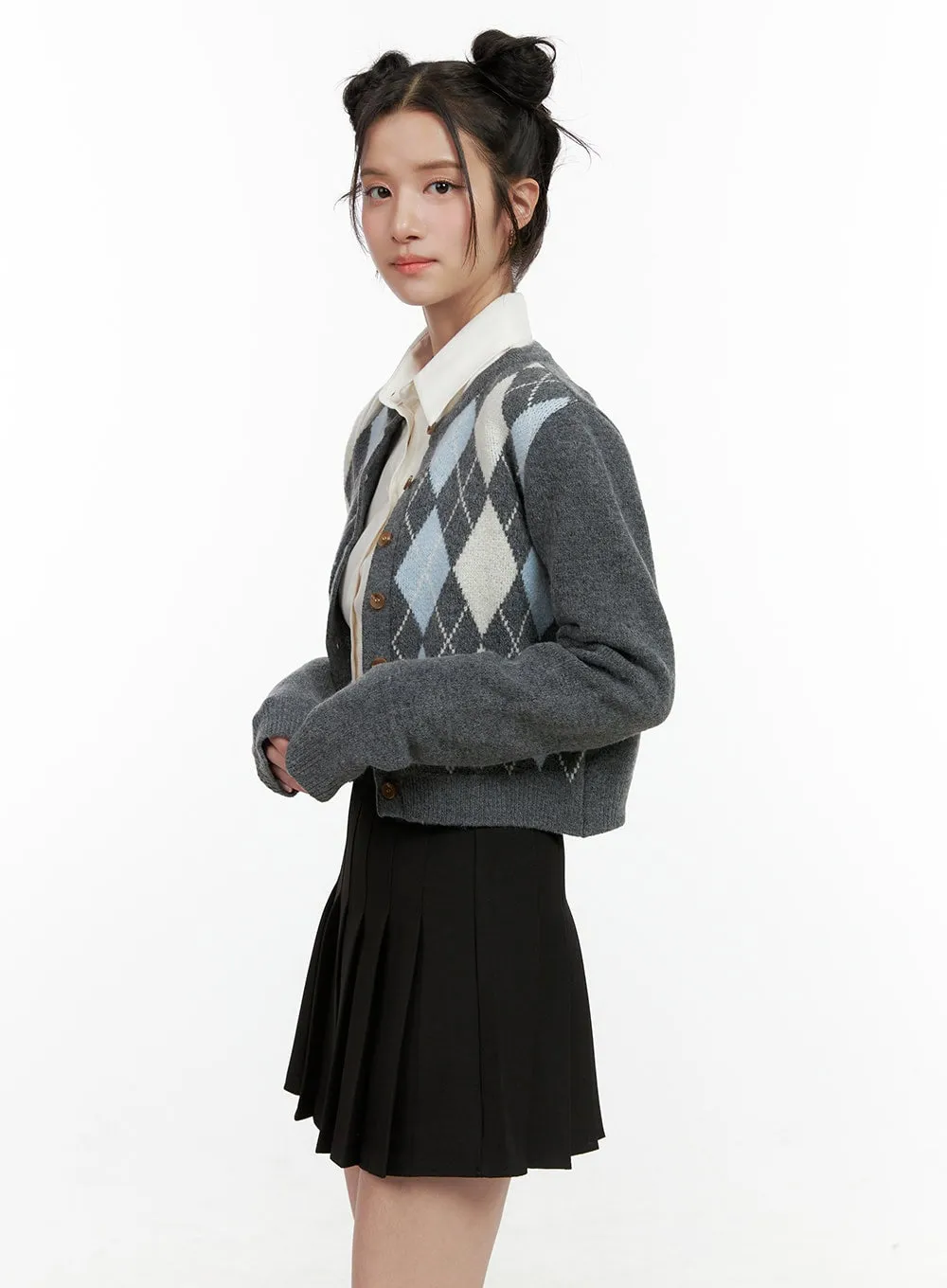 Long Sleeve Argyle Cardigan ON404