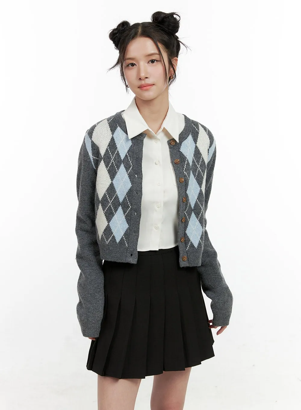 Long Sleeve Argyle Cardigan ON404