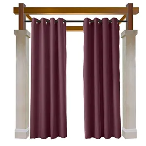 Macochico Waterproof Extra Wide Outdoor Curtains for Patio with Rustproof Grommets Drapes Panels for Pergola Cabana Beach Home Burgundy 150W x 102L (1 Panel)