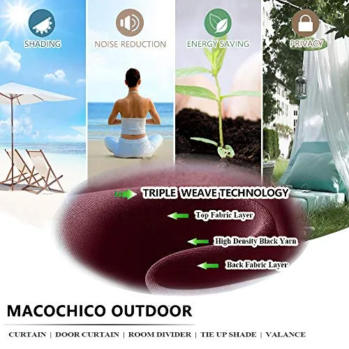 Macochico Waterproof Extra Wide Outdoor Curtains for Patio with Rustproof Grommets Drapes Panels for Pergola Cabana Beach Home Burgundy 150W x 102L (1 Panel)