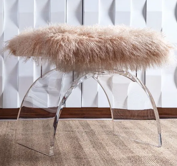 Marlowe Stool Acrylic and Mongolian Fur