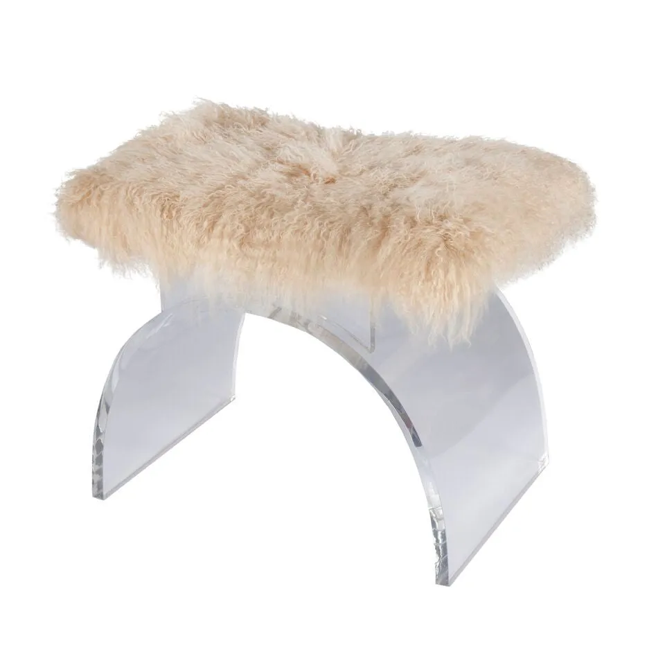 Marlowe Stool Acrylic and Mongolian Fur