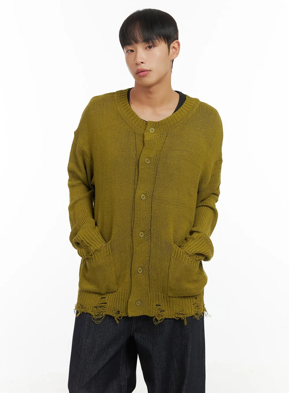 Men's Distressed Pocket Cardigan CO408