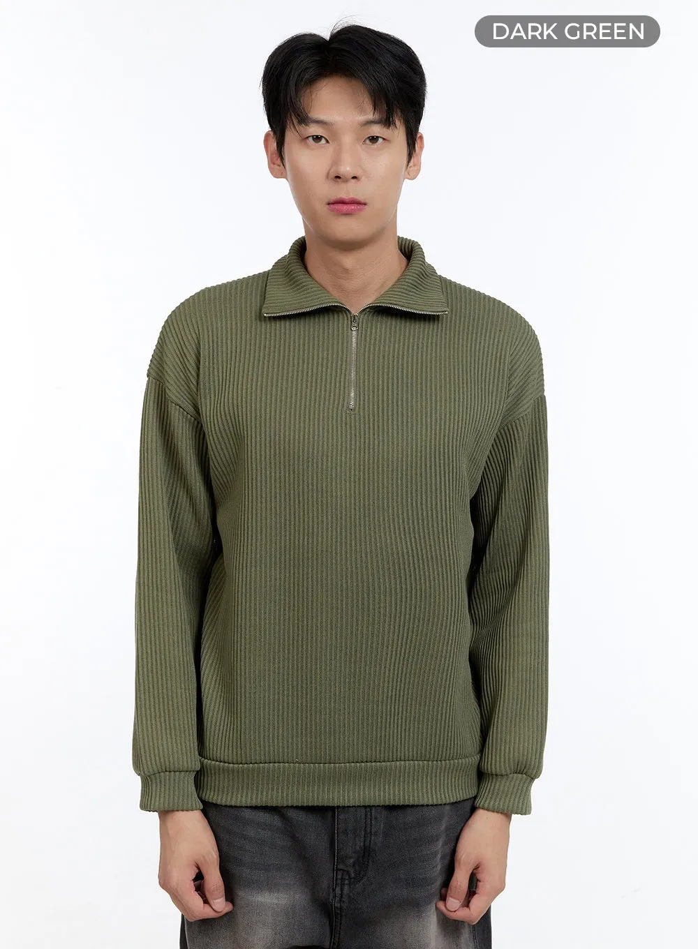 Men's Soft Cable Knit Zip-Up Pullover IG427