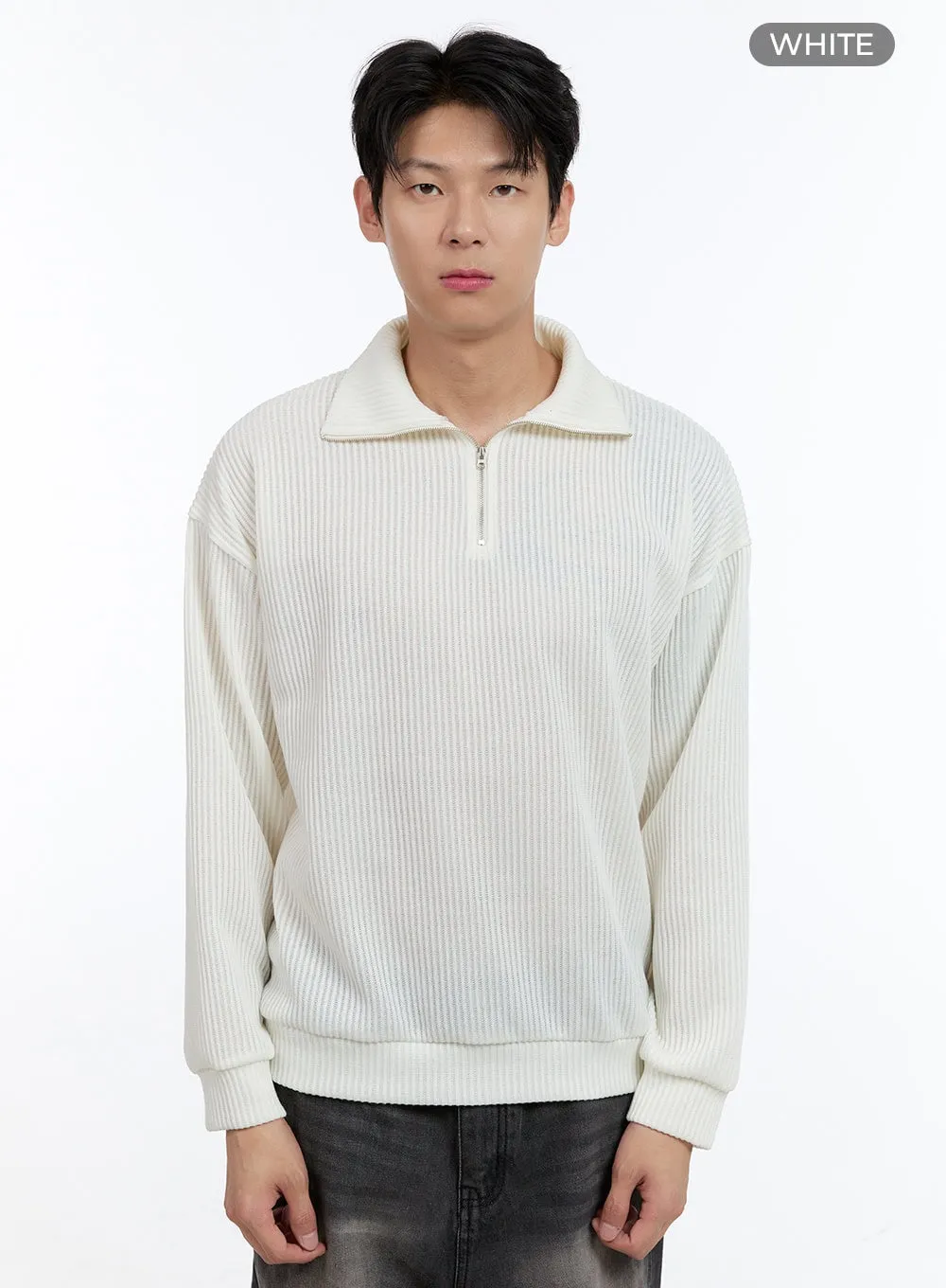 Men's Soft Cable Knit Zip-Up Pullover IG427