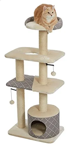 MidWest Homes for Pets Cat Tree | Tower Cat Furniture, 5-Tier Cat Tree w/Sisal Wrapped Support Scratching Posts & High Cat Look-Out Perch, Mushroom/Diamond Pattern, Large Cat Tree