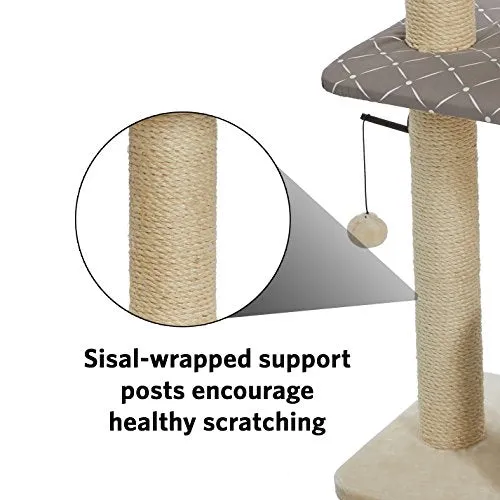 MidWest Homes for Pets Cat Tree | Tower Cat Furniture, 5-Tier Cat Tree w/Sisal Wrapped Support Scratching Posts & High Cat Look-Out Perch, Mushroom/Diamond Pattern, Large Cat Tree