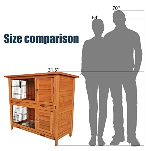 My Pet Companion Rabbit Hutch Guinea Pig Cage with Weatherproof Wooden Bunny Cages House for Raised Pet Animal Indoor &Outdoor Brown