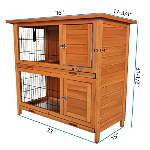 My Pet Companion Rabbit Hutch Guinea Pig Cage with Weatherproof Wooden Bunny Cages House for Raised Pet Animal Indoor &Outdoor Brown