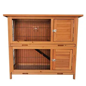 My Pet Companion Rabbit Hutch Guinea Pig Cage with Weatherproof Wooden Bunny Cages House for Raised Pet Animal Indoor &Outdoor Brown