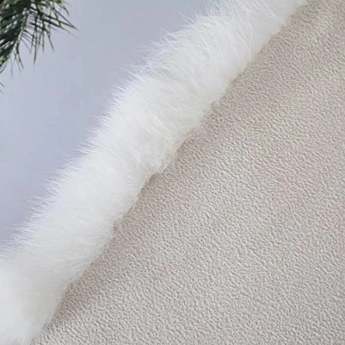 Natural Real Luxury Rabbit Fur Rug Throw Blanket Rug Patchwork Skin Fur Rug White（55in×63in）