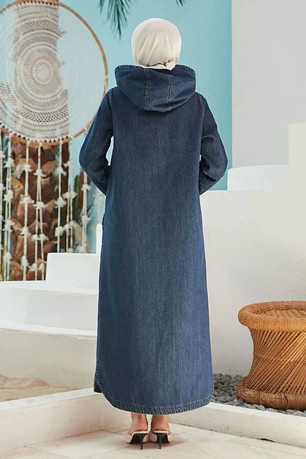 NW Denim Hoodied Cape Dark Blue