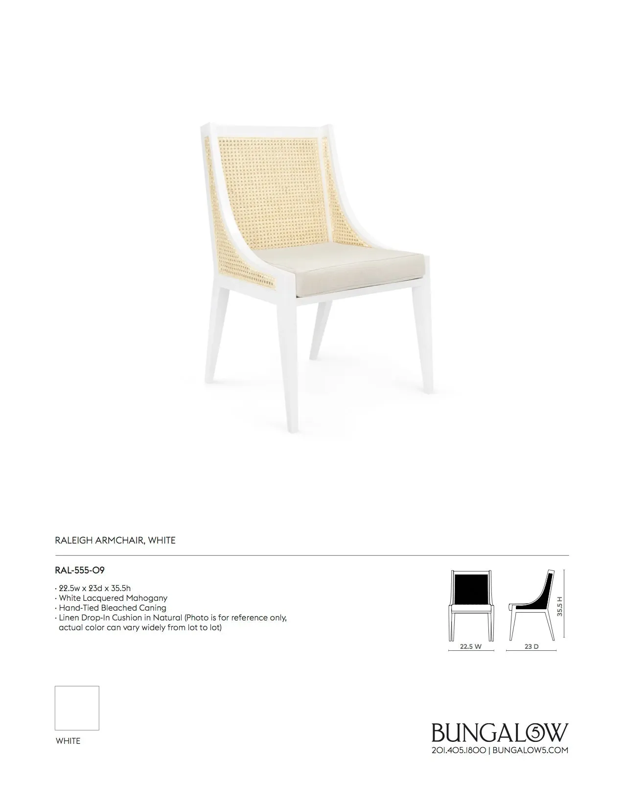 Raleigh Armchair Eggshell White Set