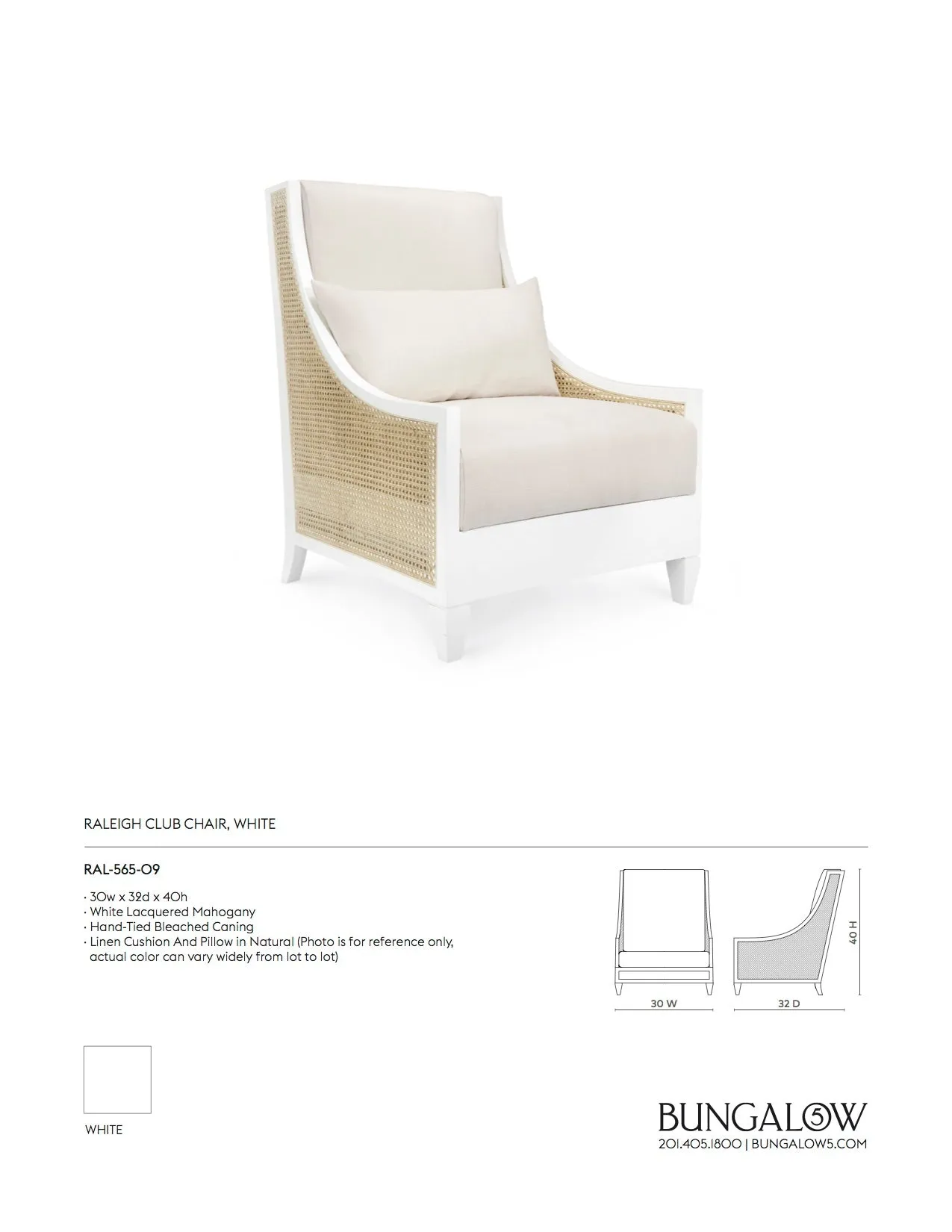 Raleigh Club Chair Eggshell White