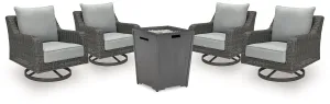 Rodeway South Outdoor Fire Pit Table and 4 Chairs