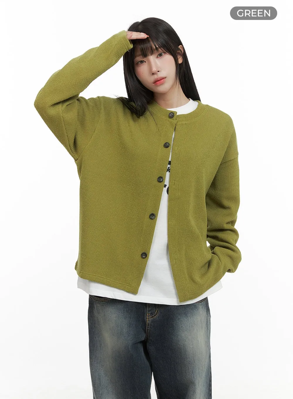 Round Neck Long Sleeve Cardigan CG430