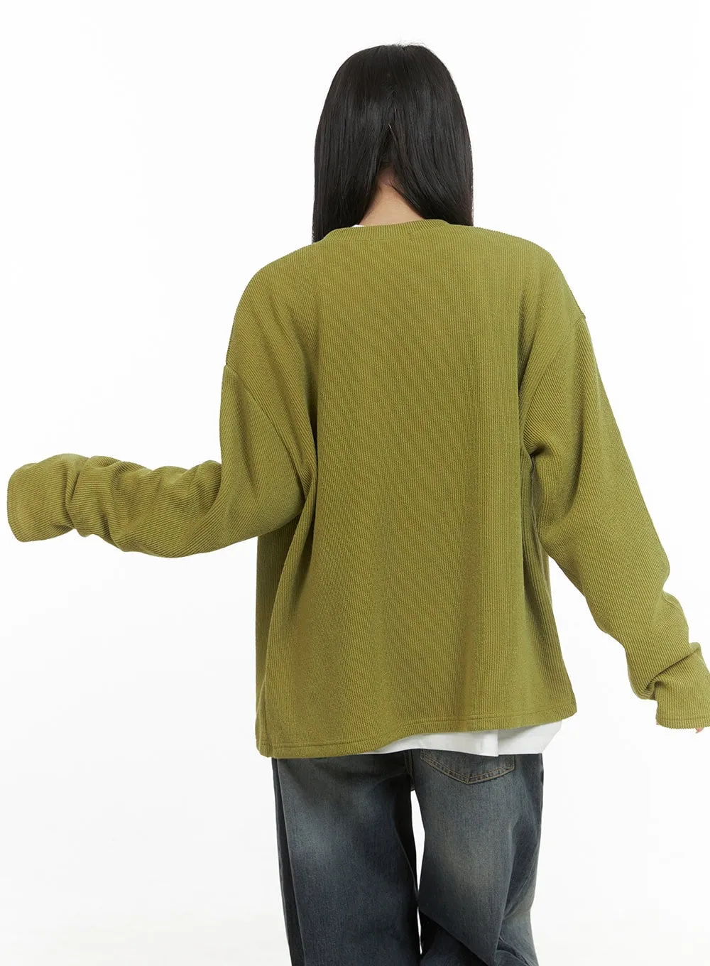 Round Neck Long Sleeve Cardigan CG430