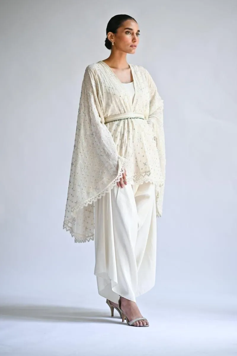 Sania Maskatiya - Solene - GEORGETTE CAPE - White - 2 Piece