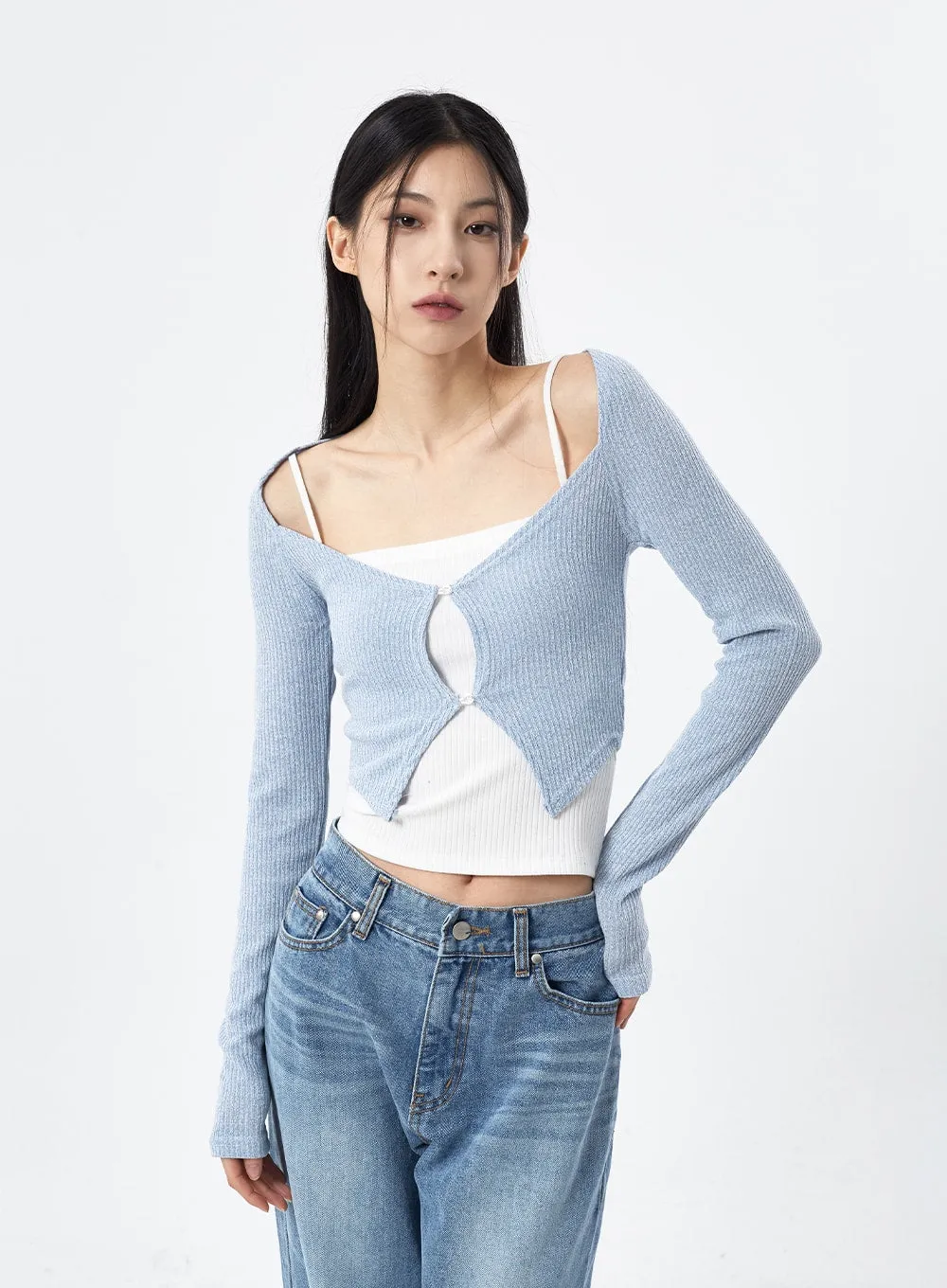 Scoop Neck Cropped Cardigan CM310