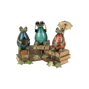 Set Of Three Recycled Iron Frogs