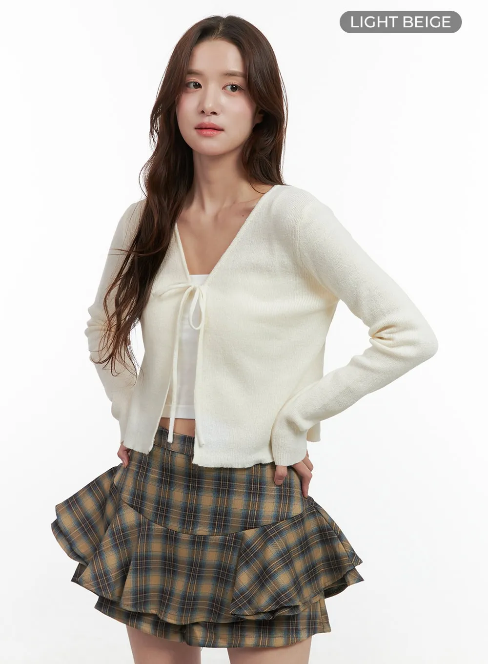 Strap Long-Sleeve Crop Cardigan OO421