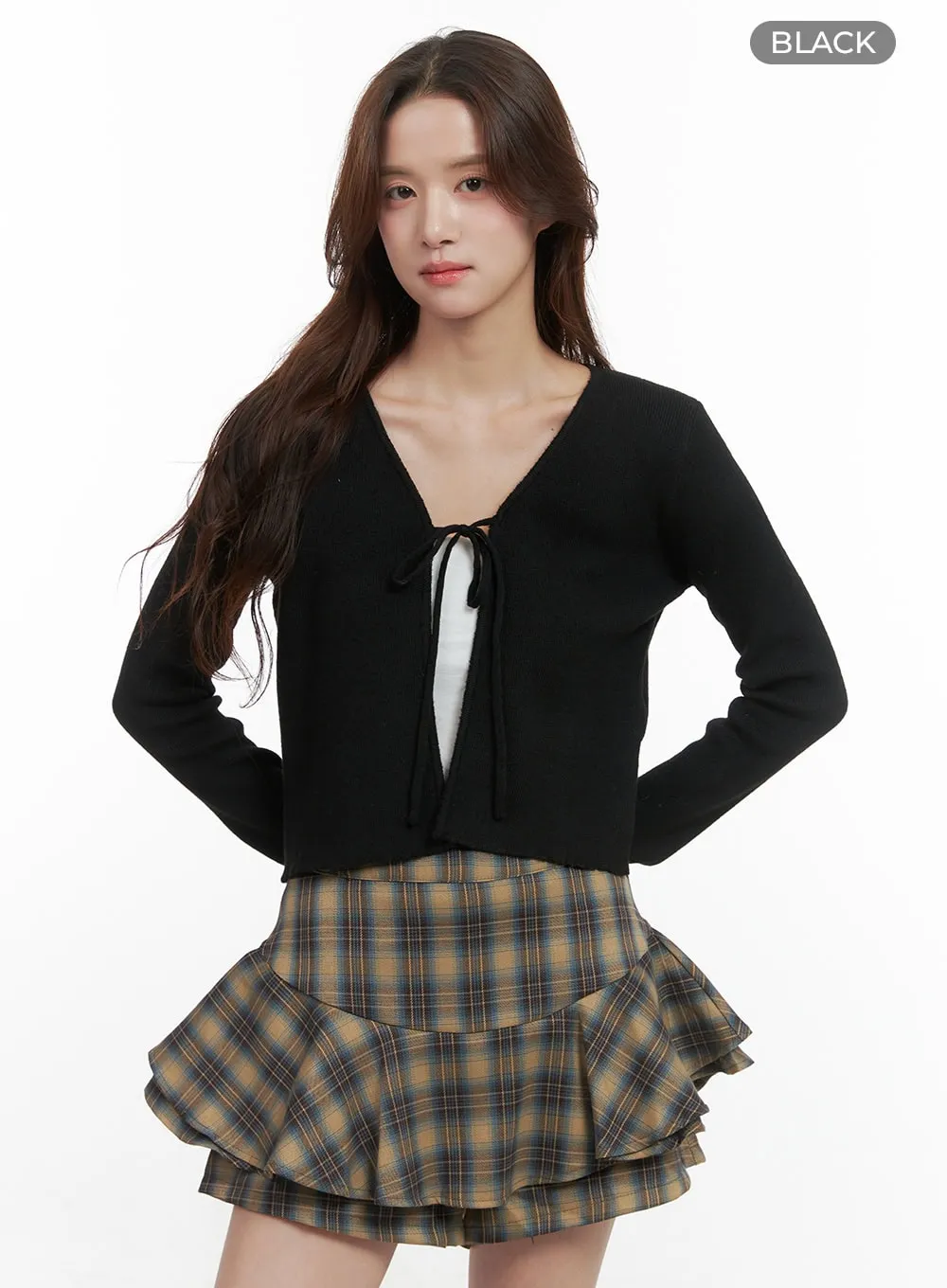 Strap Long-Sleeve Crop Cardigan OO421