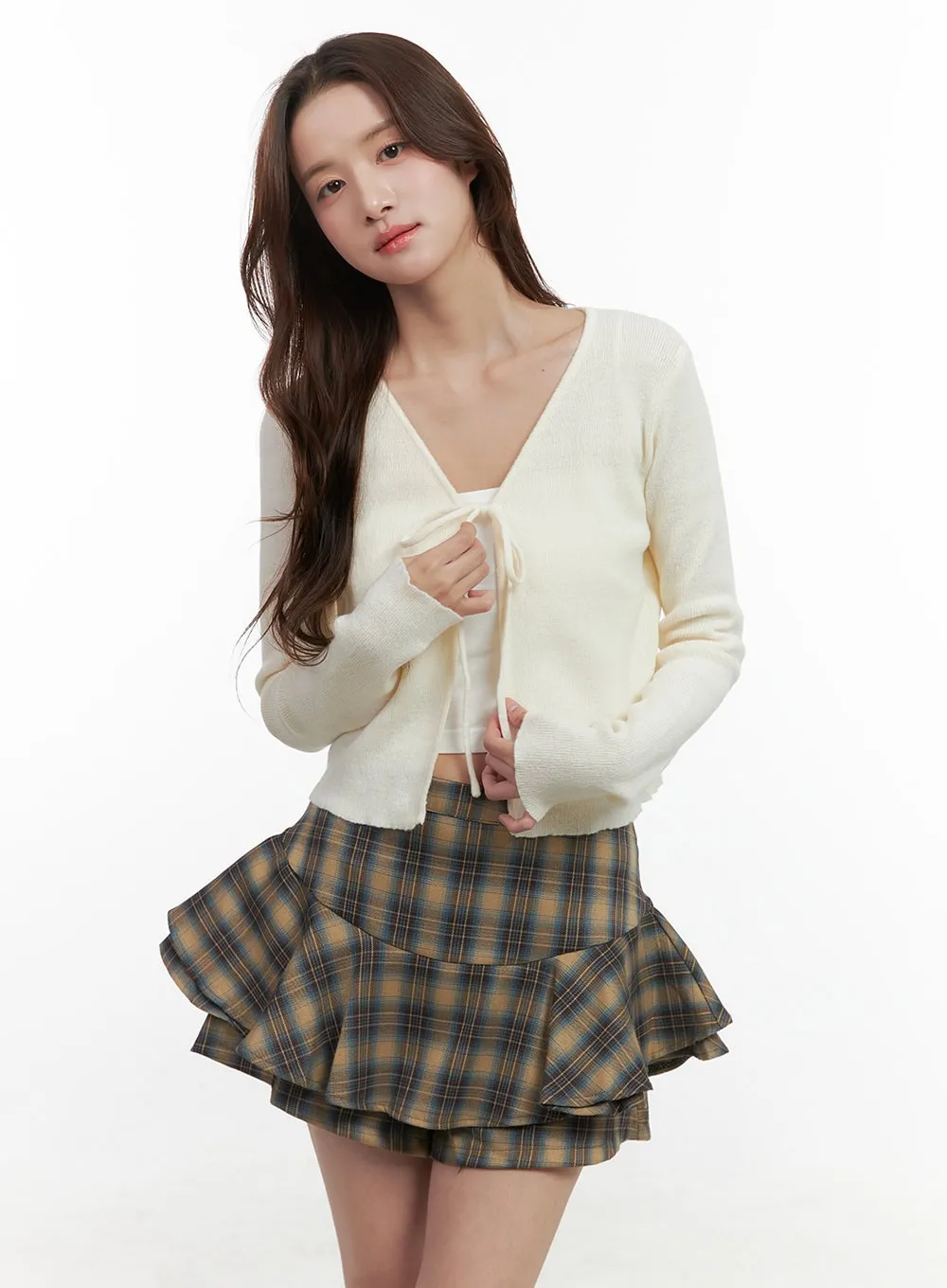 Strap Long-Sleeve Crop Cardigan OO421