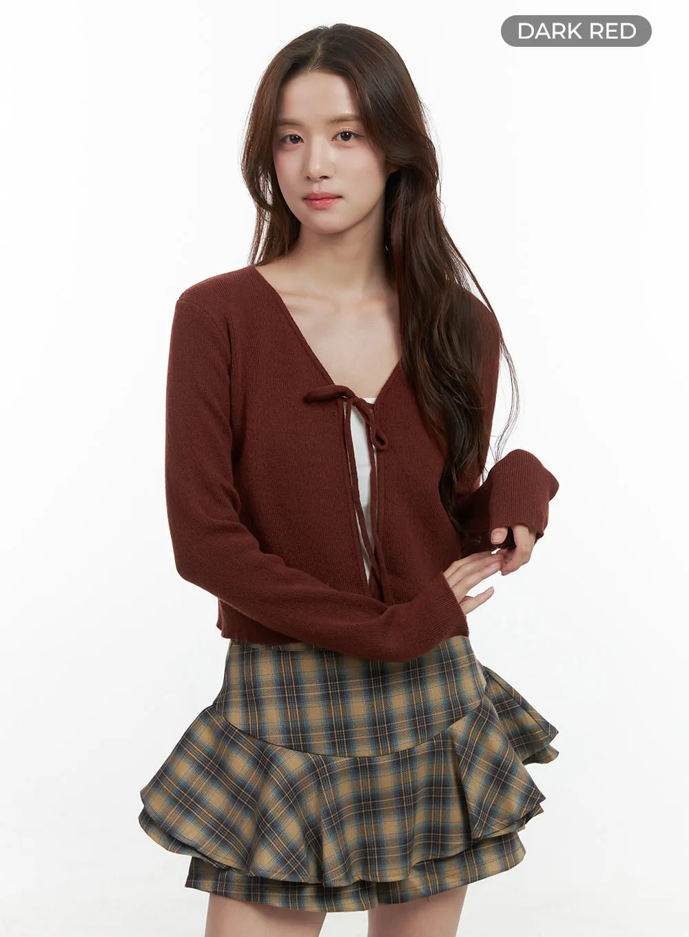 Strap Long-Sleeve Crop Cardigan OO421