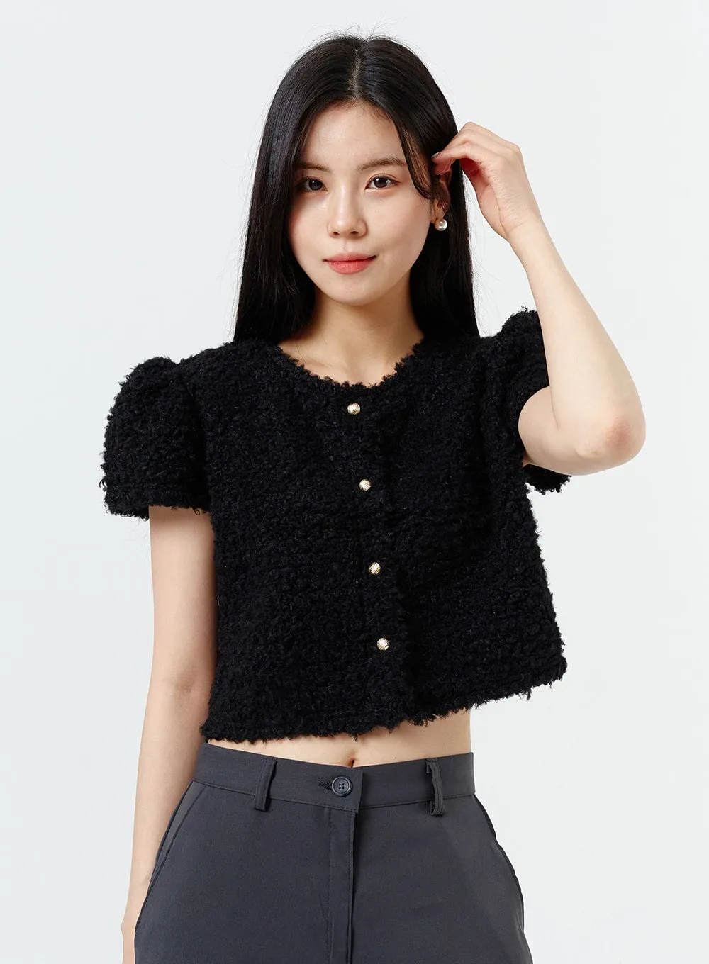 Teddy Cropped Cardigan OM314