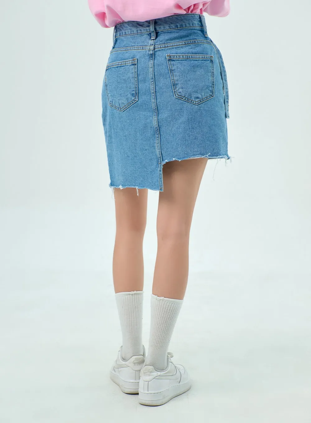 Unbalanced Denim Mini Skirt BY322