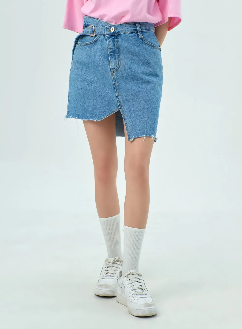 Unbalanced Denim Mini Skirt BY322