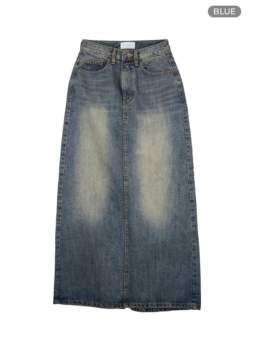 Washed Denim Maxi Skirt IG405