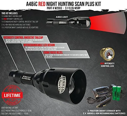 Wicked Lights A48iC Scan Plus Kit with RED LED for Predator & Hog Night Hunting